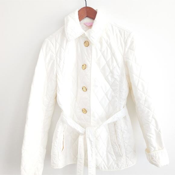 Lilly Pulitzer Jackets & Blazers - S Lilly Pultizer cream belted barn jacket